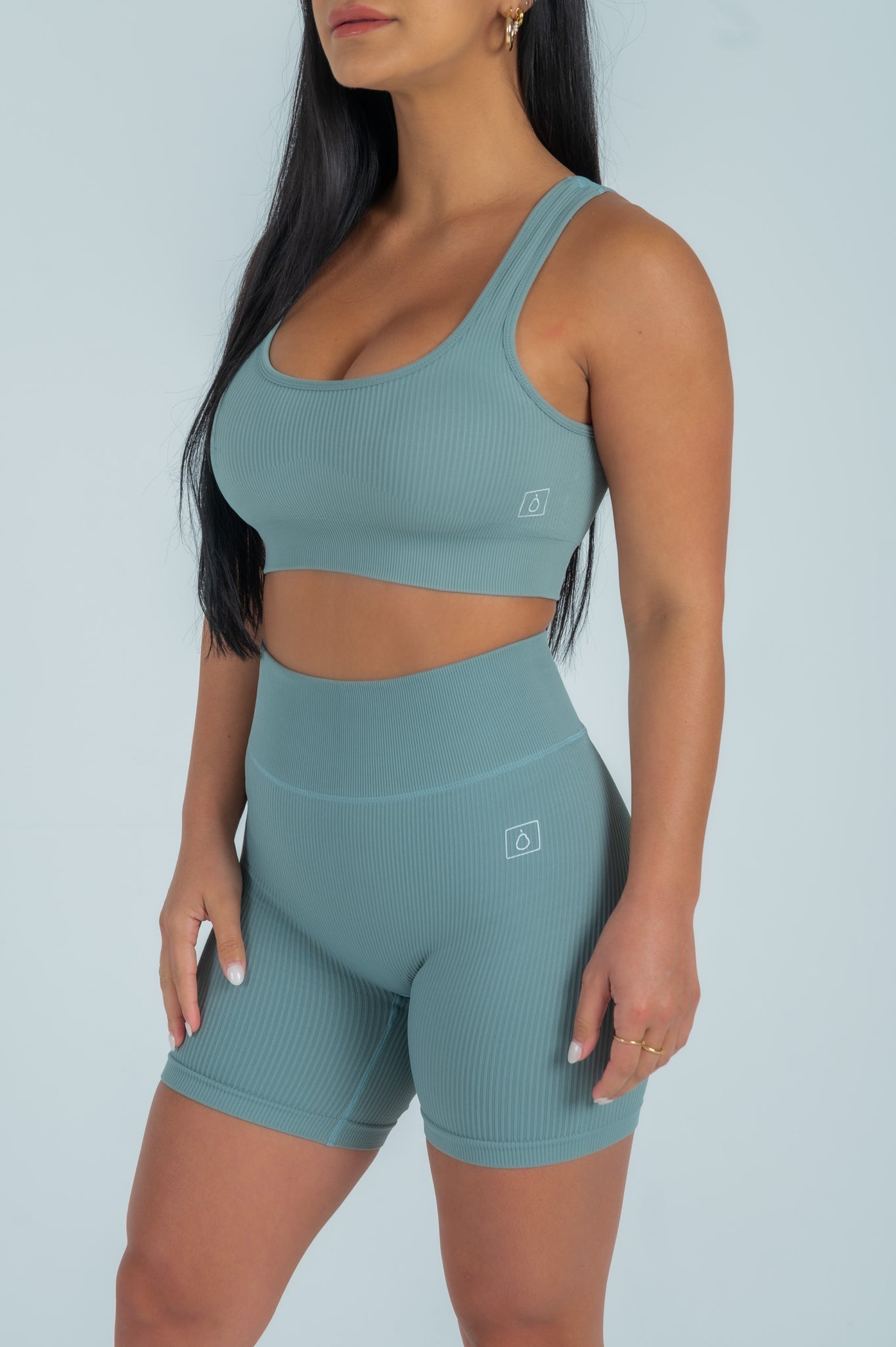 Ribbed Dusty Blue Sport Bra